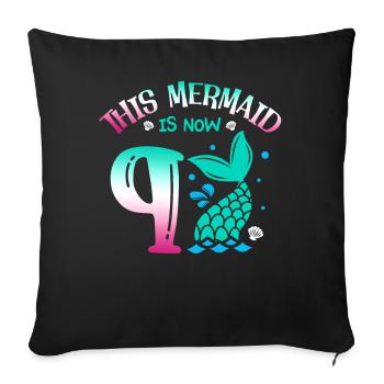 Cette sirène a maintenant 9 ans, conte de fées 9. - Housse de coussin décorative 45 x 45 cm - noir - Devant