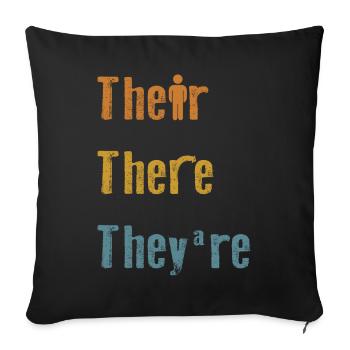 Their There They're English Teacher Grammar - Sofakissenbezug 45 x 45 cm - Schwarz - Vorne