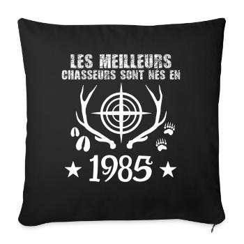 Chasseur | Anniversaire chasseur 1985 - Housse de coussin décorative 45 x 45 cm - noir - Devant