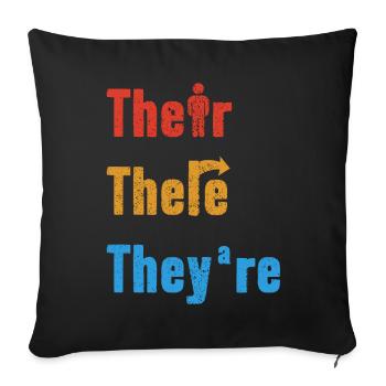 Their There They're English Teacher Grammar - Sofakissenbezug 45 x 45 cm - Schwarz - Vorne