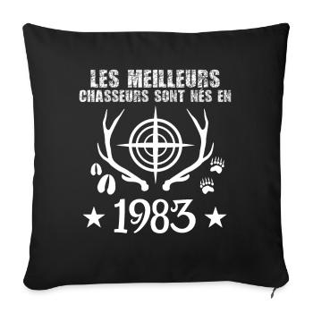 Chasseur | Anniversaire chasseur 1983 - Housse de coussin décorative 45 x 45 cm - noir - Devant