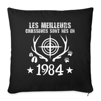 Chasseur | Anniversaire chasseur 1984 - Housse de coussin décorative 45 x 45 cm - noir - Devant