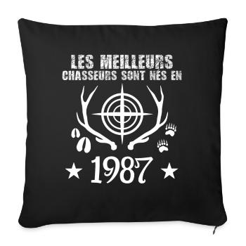 Chasseur | Anniversaire chasseur 1987 - Housse de coussin décorative 45 x 45 cm - noir - Devant