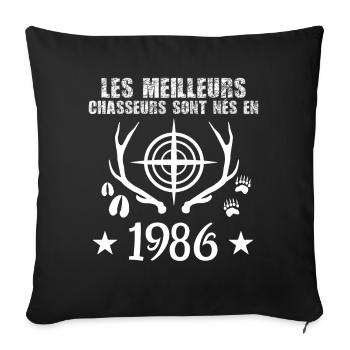 Chasseur | Anniversaire chasseur 1986 - Housse de coussin décorative 45 x 45 cm - noir - Devant