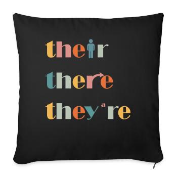 Their There They're English Teacher Grammar - Sofakissenbezug 45 x 45 cm - Schwarz - Vorne
