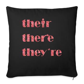 Their There They're English Teacher Grammar - Sofakissenbezug 45 x 45 cm - Schwarz - Vorne