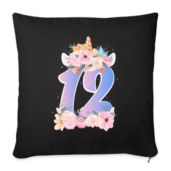 12 Couronne de licorne Mignon Bouquet de Fleurs 12. - Housse de coussin décorative 45 x 45 cm - noir - Devant