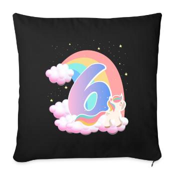 6 Unicorn Rainbow Clouds Little Pony 6. - Sofa pillowcase 17,3'' x 17,3'' (45 x 45 cm) - black - Front