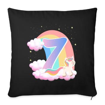 7 Unicorn Rainbow Clouds Little Pony 7. - Sofa pillowcase 17,3'' x 17,3'' (45 x 45 cm) - black - Front