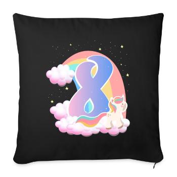 8 Unicorn Rainbow Clouds Little Pony 8. - Sofa pillowcase 17,3'' x 17,3'' (45 x 45 cm) - black - Front
