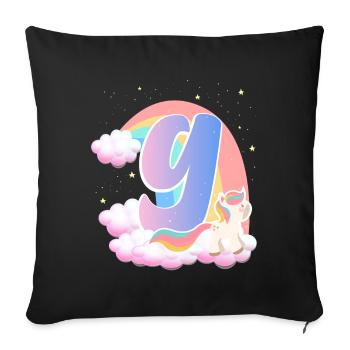 9 Unicorn Rainbow Clouds Little Pony 9. - Sofa pillowcase 17,3'' x 17,3'' (45 x 45 cm) - black - Front