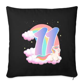 11 Unicorn Rainbow Clouds Little Pony 11. - Sofa pillowcase 17,3'' x 17,3'' (45 x 45 cm) - black - Front