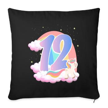 12 Unicorn Rainbow Clouds Little Pony 12. - Sofa pillowcase 17,3'' x 17,3'' (45 x 45 cm) - black - Front