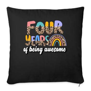Four Years Awesome Animal Skin Pattern Birthday - Sofa pillowcase 17,3'' x 17,3'' (45 x 45 cm) - black - Front