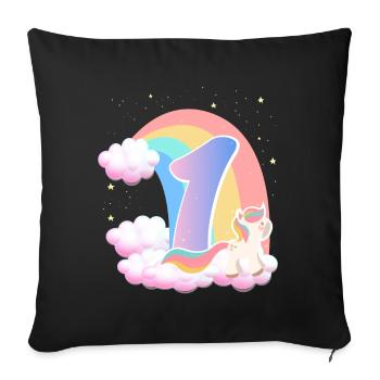 1 Unicorn Rainbow Clouds Little Pony 1. - Sofa pillowcase 17,3'' x 17,3'' (45 x 45 cm) - black - Front