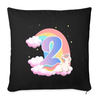 2 Unicorn Rainbow Clouds Little Pony 2. - Sofa pillowcase 17,3'' x 17,3'' (45 x 45 cm) - black - Front