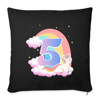 5 Unicorn Rainbow Clouds Little Pony 5. - Sofa pillowcase 17,3'' x 17,3'' (45 x 45 cm) - black - Front