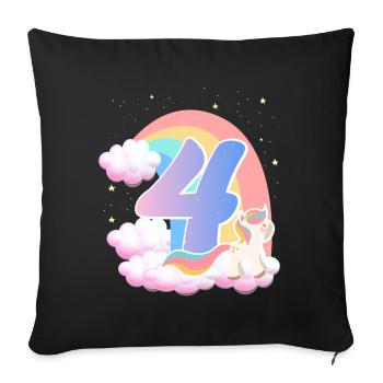 4 Unicorn Rainbow Clouds Little Pony 4. - Sofa pillowcase 17,3'' x 17,3'' (45 x 45 cm) - black - Front