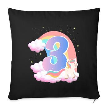 3 Unicorn Rainbow Clouds Little Pony 3. - Sofa pillowcase 17,3'' x 17,3'' (45 x 45 cm) - black - Front