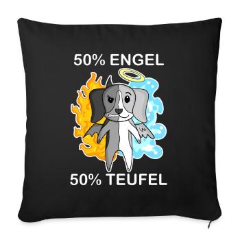 Hund Beagle - Engel und Teufel - Sofakissenbezug 45 x 45 cm - Schwarz - Vorne