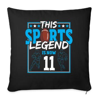 Cette légende sportive a maintenant 11 ans, le rugby à XV 11. - Housse de coussin décorative 45 x 45 cm - noir - Devant