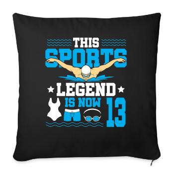 Cette légende du sport a maintenant 13 ans et nage - Housse de coussin décorative 45 x 45 cm - noir - Devant