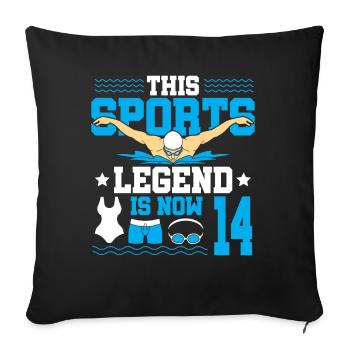 Cette légende du sport a maintenant 14 ans et nage - Housse de coussin décorative 45 x 45 cm - noir - Devant