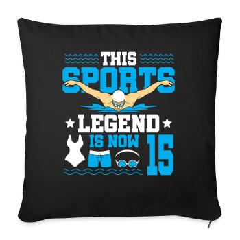 Cette légende du sport a maintenant 15 ans et nage - Housse de coussin décorative 45 x 45 cm - noir - Devant