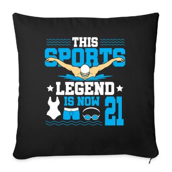 Cette légende du sport a maintenant 21 ans et nage - Housse de coussin décorative 45 x 45 cm - noir - Devant