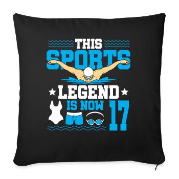 Cette légende du sport a maintenant 17 ans et nage vers - Housse de coussin décorative 45 x 45 cm - noir - Devant