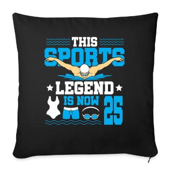 Cette légende du sport a maintenant 25 ans et nage - Housse de coussin décorative 45 x 45 cm - noir - Devant
