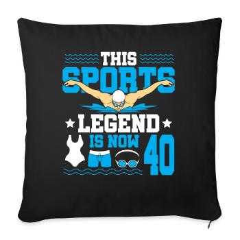 Cette légende du sport a maintenant 40 ans et nage - Housse de coussin décorative 45 x 45 cm - noir - Devant
