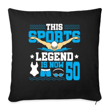 Cette légende du sport a maintenant 50 ans et nage - Housse de coussin décorative 45 x 45 cm - noir - Devant