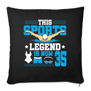 Cette légende du sport a maintenant 35 ans et nage - Housse de coussin décorative 45 x 45 cm - noir - Devant