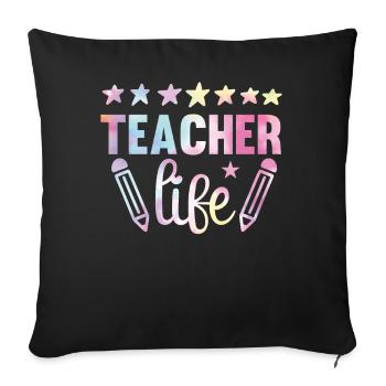 Back to School Tie Rainbow Enjoy - Sofa pillowcase 17,3'' x 17,3'' (45 x 45 cm) - black - Front