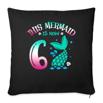 Cette sirène a maintenant 6 ans, conte de fées 6. - Housse de coussin décorative 45 x 45 cm - noir - Devant