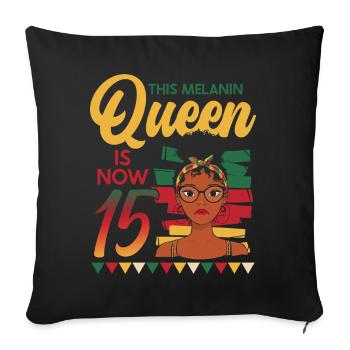 This melanin queen is now 15 years old, 15 - Sofa pillowcase 17,3'' x 17,3'' (45 x 45 cm) - black - Front