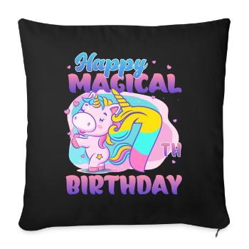 Happy 7th Birthday Unicorn - Sofa pillowcase 17,3'' x 17,3'' (45 x 45 cm) - black - Front