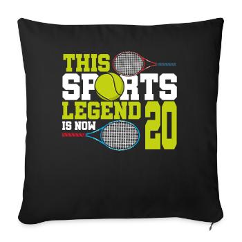 This sports legend is now 20, tennis 20. - Sofa pillowcase 17,3'' x 17,3'' (45 x 45 cm) - black - Front