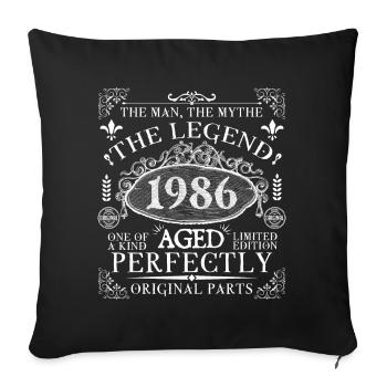 1986 Legend | Vintage Aged Perfectly 1986 - Sofa pillowcase 17,3'' x 17,3'' (45 x 45 cm) - black - Front