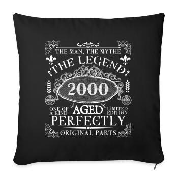 2000 Legend | Vintage perfekt gereift 2000 - Sofakissenbezug 45 x 45 cm - Schwarz - Vorne