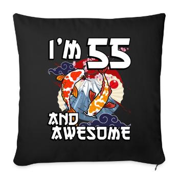 I Am 55 And Awesome Japanese Carp Koi - Sofa pillowcase 17,3'' x 17,3'' (45 x 45 cm) - black - Front