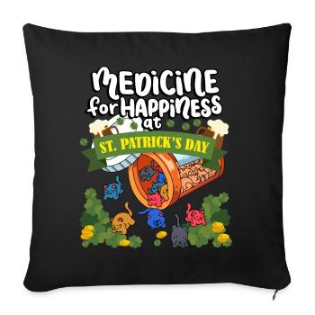 Médecine au bonheur le jour de la Saint-Patrick - - Housse de coussin décorative 45 x 45 cm - noir - Devant