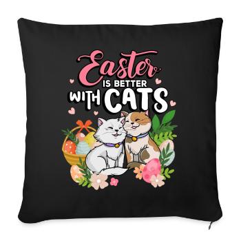 Easter is better with cats Easter season holidays - Sofa pillowcase 17,3'' x 17,3'' (45 x 45 cm) - black - Front