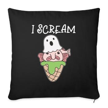 Blobfish Halloween Ghost I Scream Ice WordPlay - Housse de coussin décorative 45 x 45 cm - noir - Devant