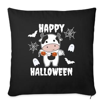 Costume de vache Joyeux Halloween Citrouille Chauve-souris - Housse de coussin décorative 45 x 45 cm - noir - Devant