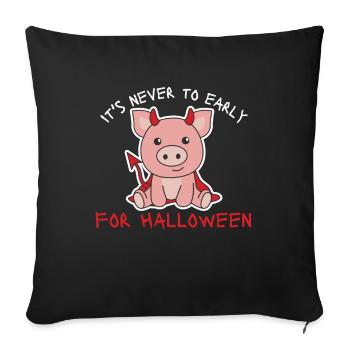 Cochon il n’est jamais trop tôt pour le diable d’Halloween - Housse de coussin décorative 45 x 45 cm - noir - Devant