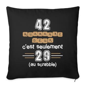 Anniversaire 42 ans, idée cadeau date de naissance - Housse de coussin décorative 45 x 45 cm - noir - Devant