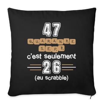 Anniversaire 47 ans, idée cadeau date de naissance - Housse de coussin décorative 45 x 45 cm - noir - Devant