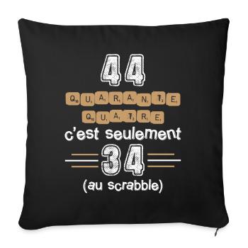 Anniversaire 44 ans, idée cadeau date de naissance - Housse de coussin décorative 45 x 45 cm - noir - Devant